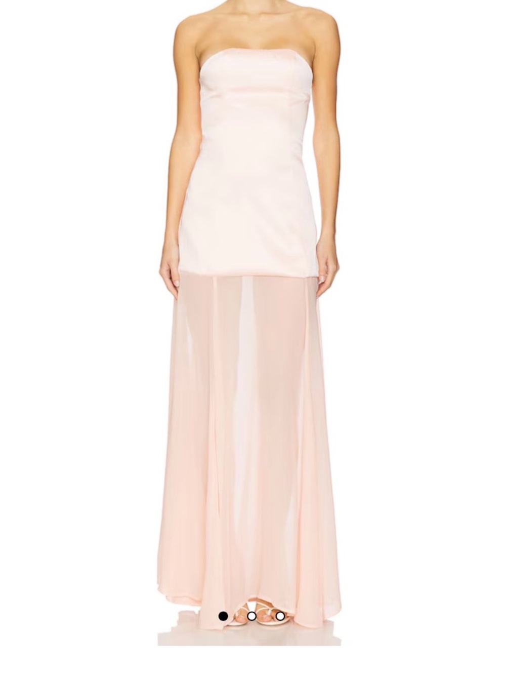 Strapless Sheer Maxi Dress in Peach Pink